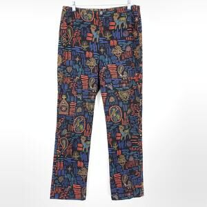 VTG Chicos Design Ankle Pants Straight Leg Womens Size 1 US 8 Tribal Design